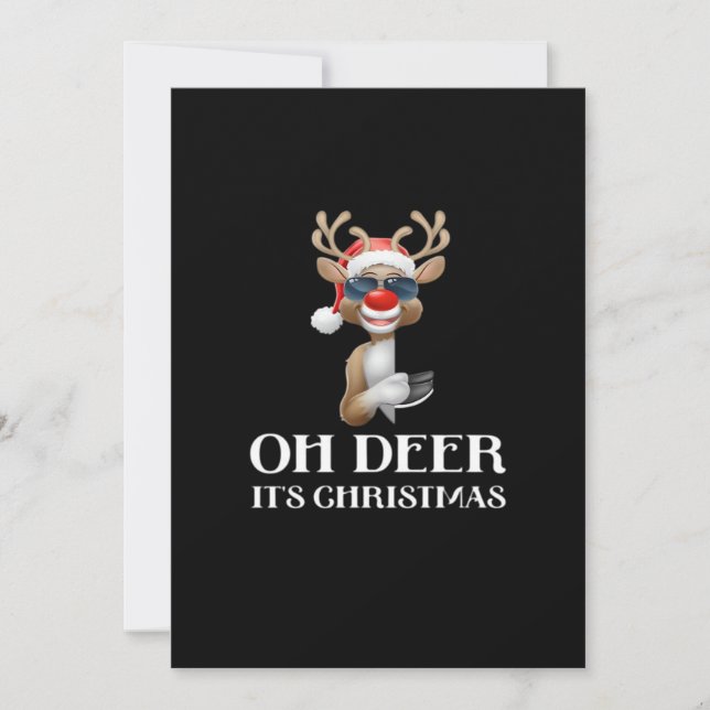 Oh Deer Its Christmas Reindeer Style Julkort (Framsida)