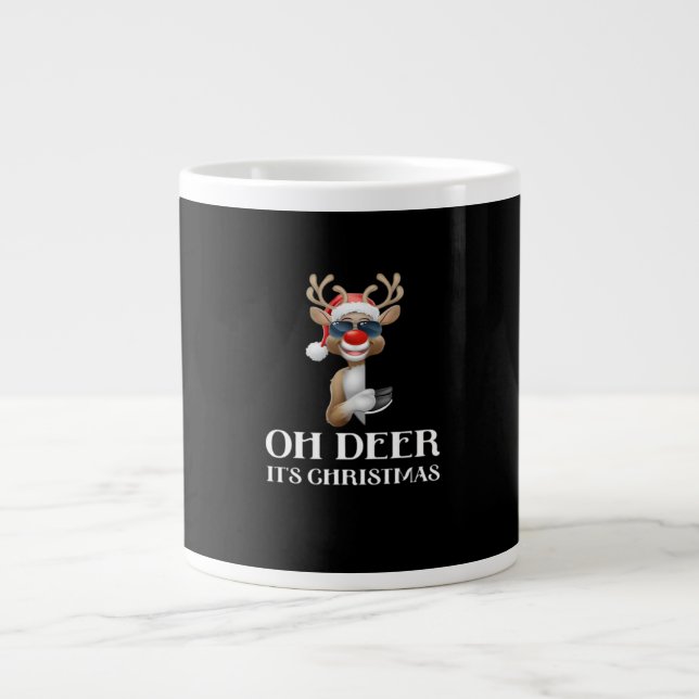 Oh Deer Its Christmas Reindeer Style  Jumbo Mugg (Framsidan)