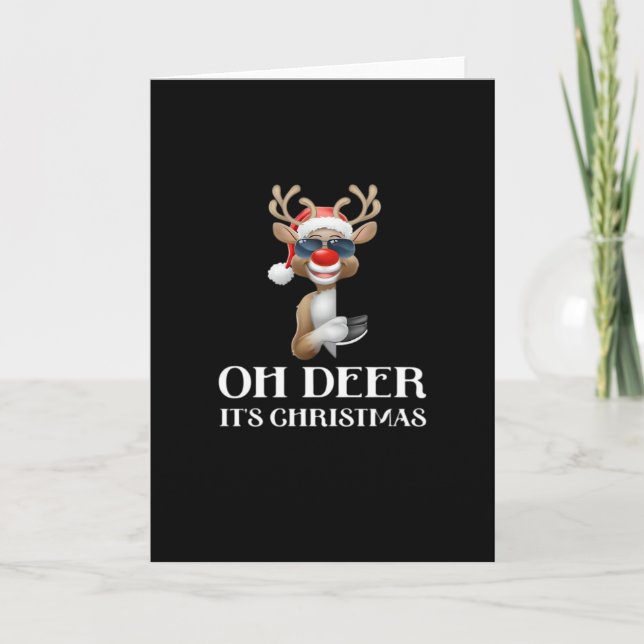 Oh Deer Its Christmas Reindeer Style Kort (Framsida)