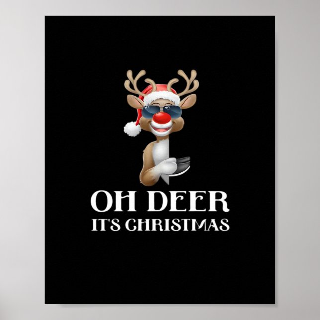 Oh Deer Its Christmas Reindeer With Red Nose And S Poster (Framsidan)
