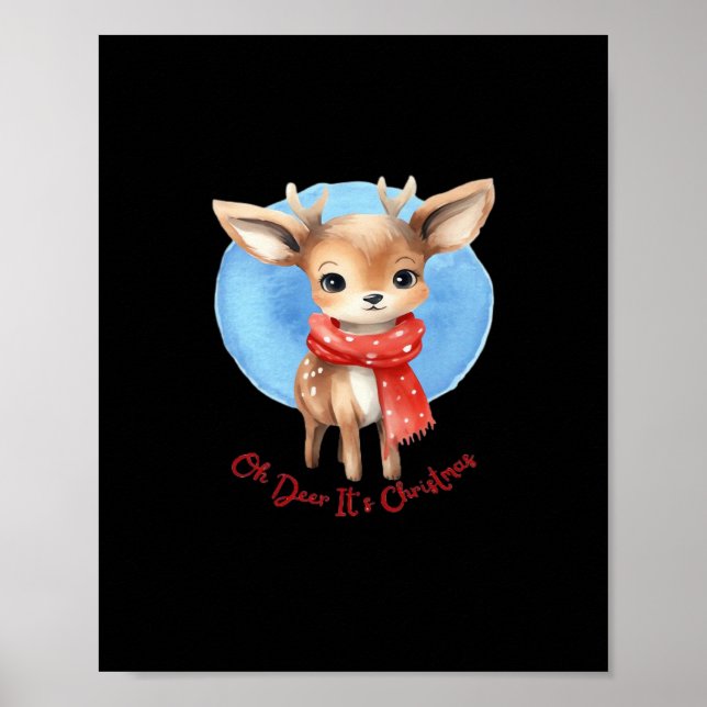 Oh Deer Its Christmas Retro Classic Design  Poster (Framsidan)