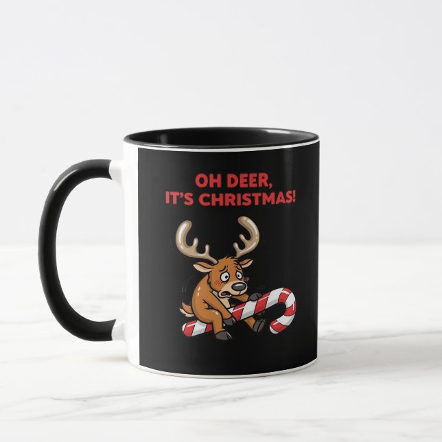 Oh Deer Its Christmas Stressed Reindeer With Sweet Mugg (Vänster)