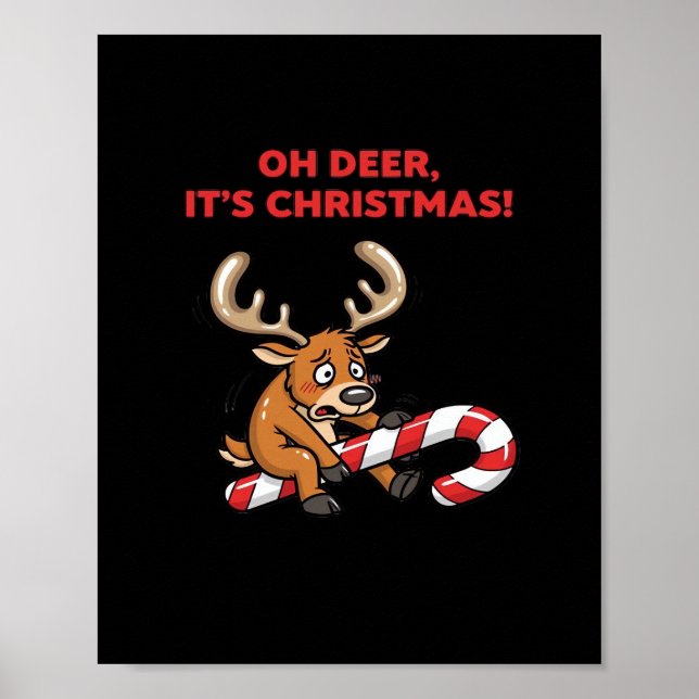 Oh Deer Its Christmas Stressed Reindeer With Sweet Poster (Framsidan)