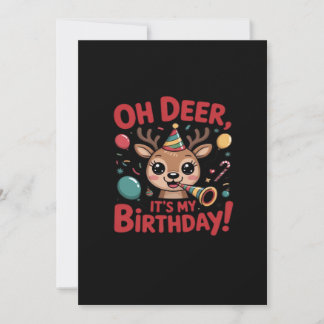 Oh Deer Its My Birthday Cute Reindeer Festive Styl Julkort