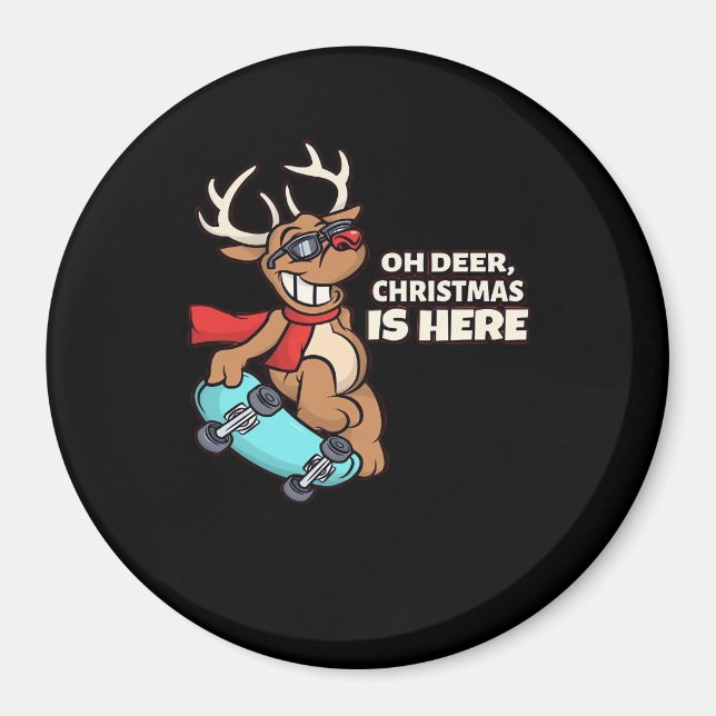 Oh Deer Julfirande Semesterdesign  Magnet (Framsidan)