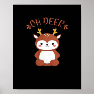 Oh Deer Kawaii Deer Lekfull Konststil Poster