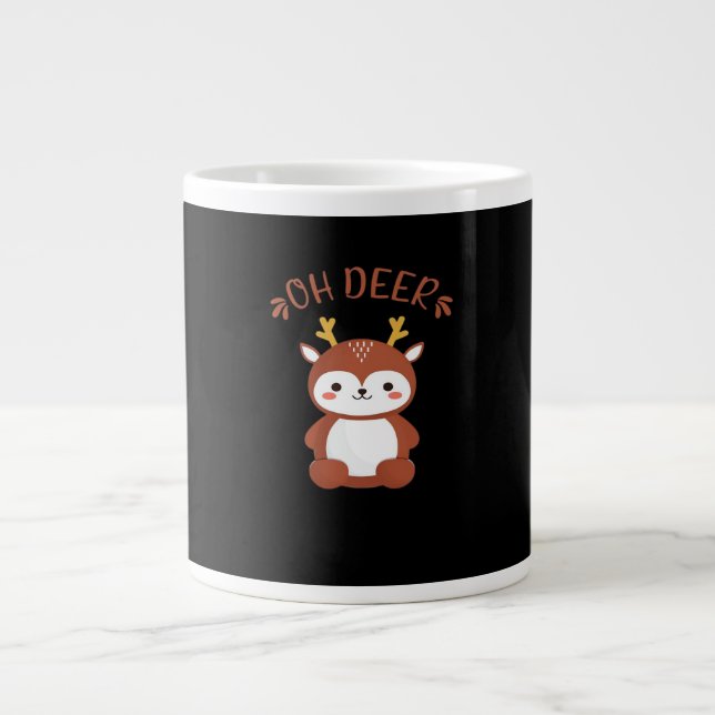 Oh Deer Kawaii Deer Playful Art Style  Jumbo Mugg (Framsidan)