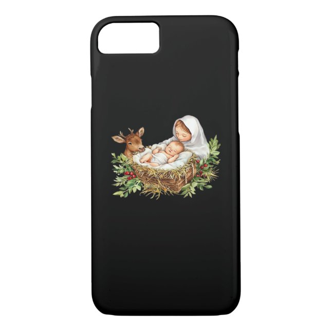 Oh Deer Mary Nativity Scene Christmas Jesus   Case-Mate iPhone Skal (Baksida)