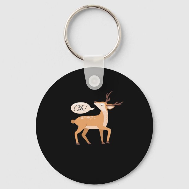 Oh Deer Minimal Clean Aesthetic Keychain Nyckelring (Framsida)
