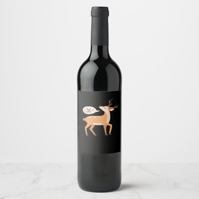 Oh Deer Minimal Clean Aesthetic  Vinflaska Etikett (Framsida)