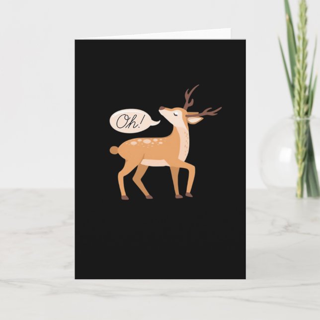 Oh Deer Minimal Clean AesthetiFolded Greeting Card Kort (Framsida)