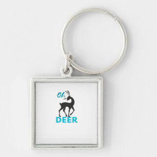 Oh Deer Minimal Design Fyrkantig Silverfärgad Nyckelring