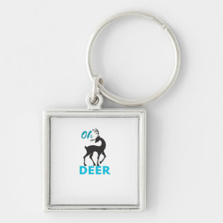 Oh Deer Minimal Design  Fyrkantig Silverfärgad Nyckelring