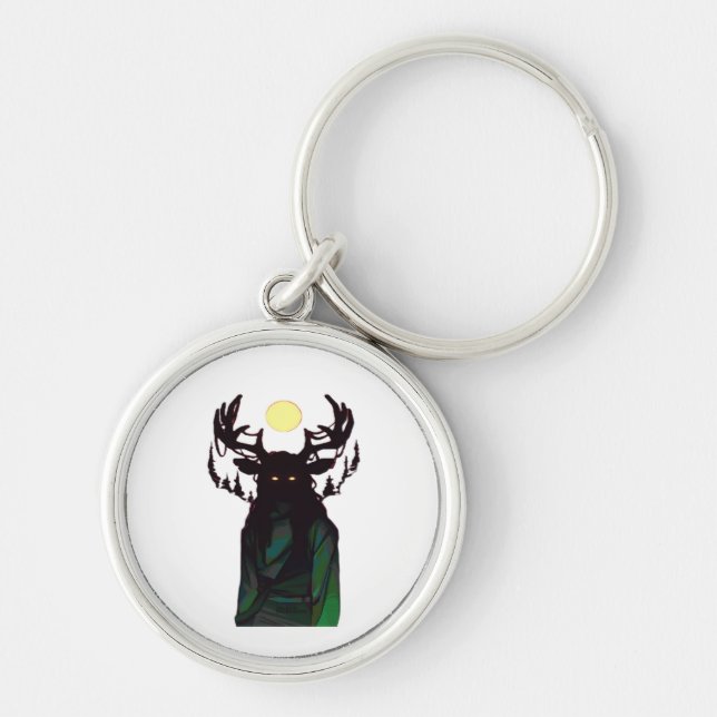 Oh Deer Minimal Design  Rund Silverfärgad Nyckelring (Framsidan)