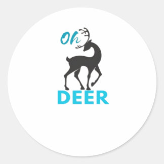 Oh Deer Minimal Design Runt Klistermärke