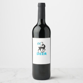 Oh Deer Minimal Design  Vinflaska Etikett