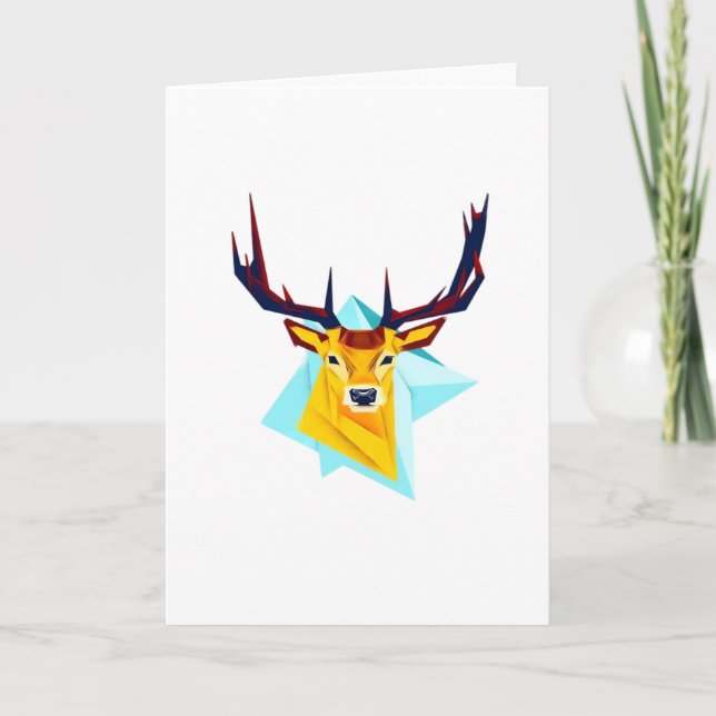 Oh Deer Minimal Rustic Style Folded Greeting Card Kort (Framsida)
