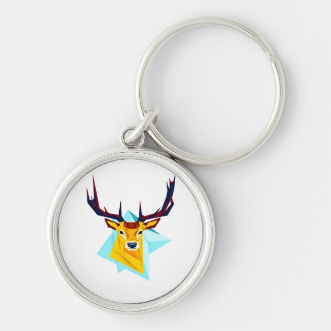 Oh Deer Minimal Rustic Style  Rund Silverfärgad Nyckelring (Framsidan)