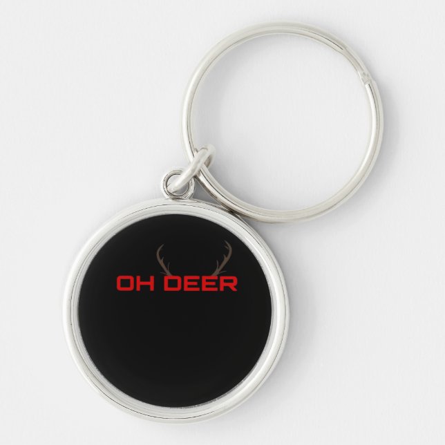 Oh Deer Minimalistisk Estetisk Känsla  Rund Silverfärgad Nyckelring (Framsidan)