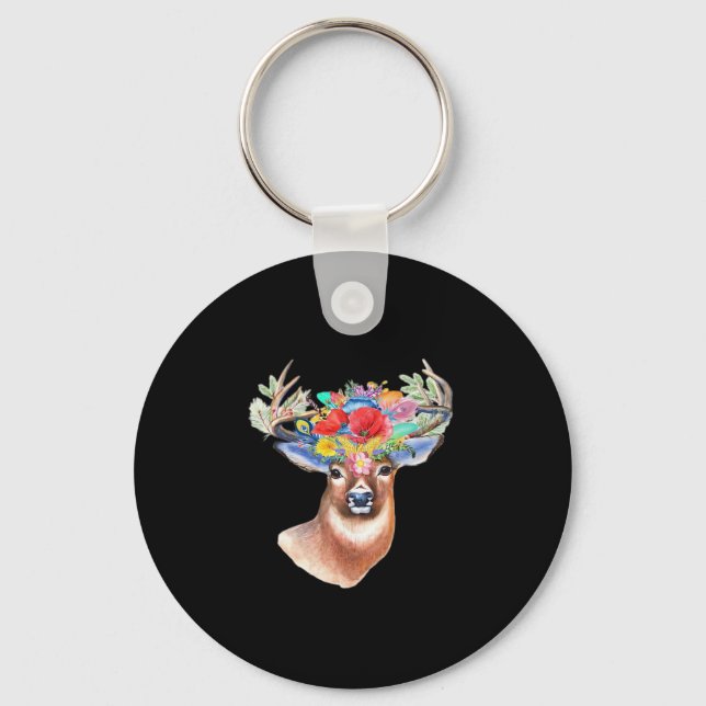 Oh Deer Modern Artistic Style Keychain Nyckelring (Framsida)