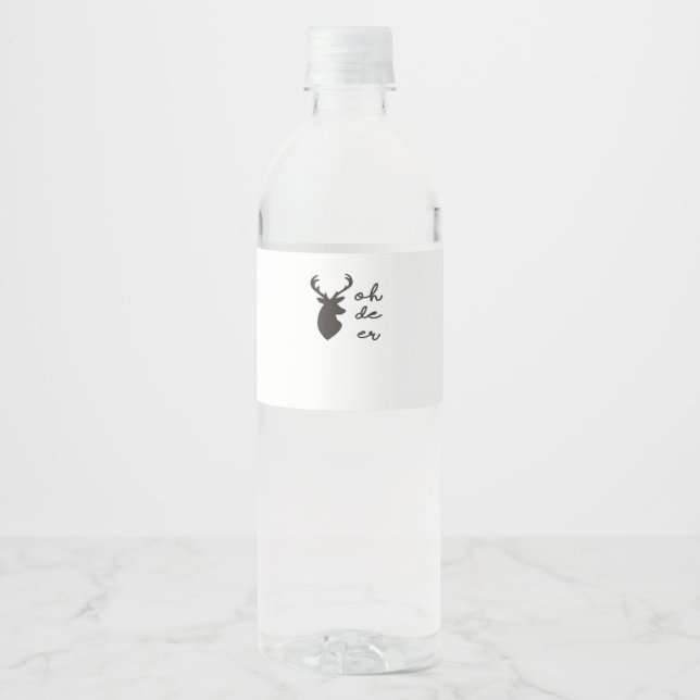 Oh Deer Modern Grafisk Stil  Vattenflaskor Etikett (Framsida)