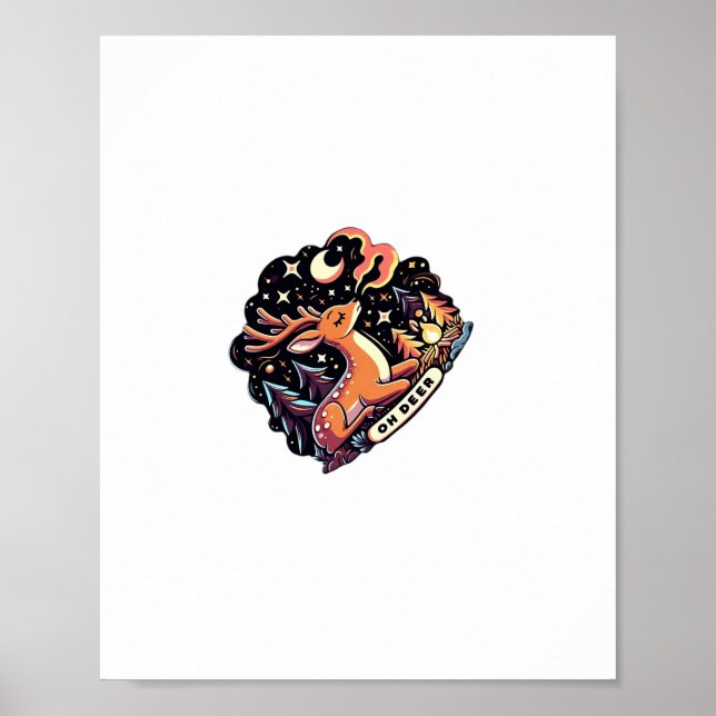 Oh Deer Modern Grafisk Vibe  Poster (Framsidan)