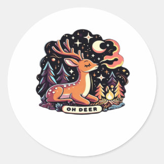 Oh Deer Modern Grafisk Vibe Runt Klistermärke