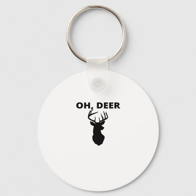 Oh Deer Oh Dear Whimsical Art Style Keychain Nyckelring (Framsida)