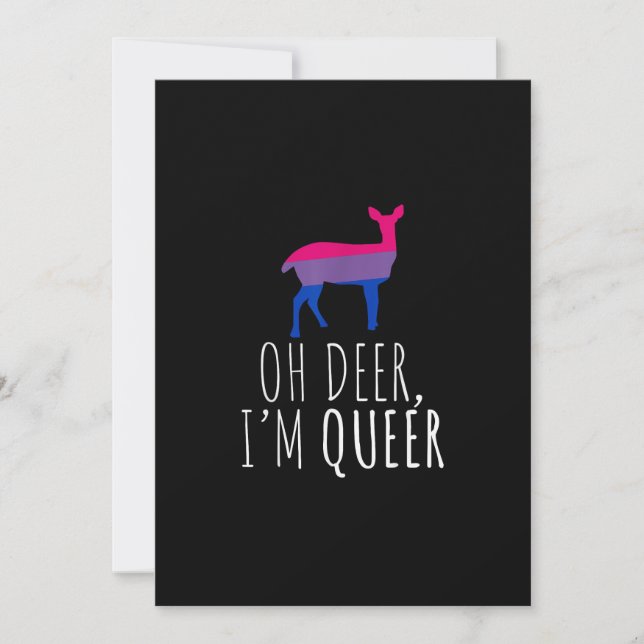 Oh Deer Queer Bisexual Pride Gay Flat Holiday Card Julkort (Framsida)