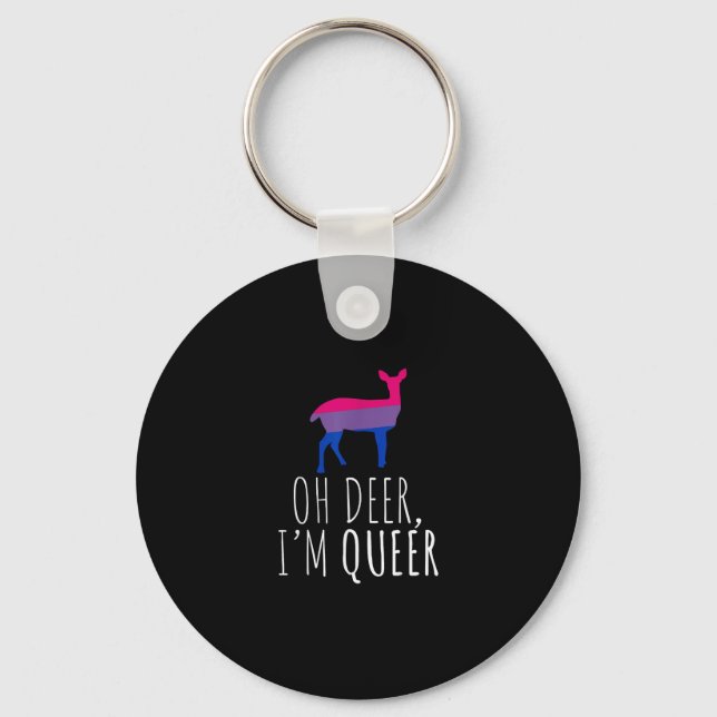 Oh Deer Queer Bisexual Pride Gay Lesbian DKeychain Nyckelring (Framsida)