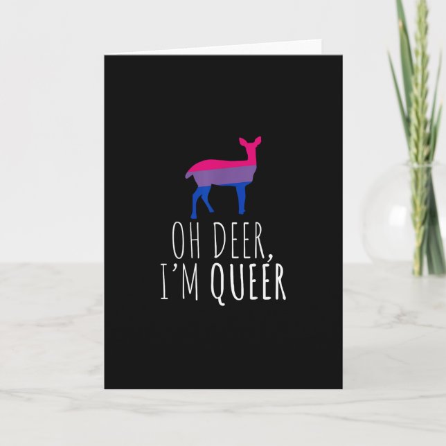 Oh Deer Queer Bisexual Pride GFolded Greeting Card Kort (Framsida)