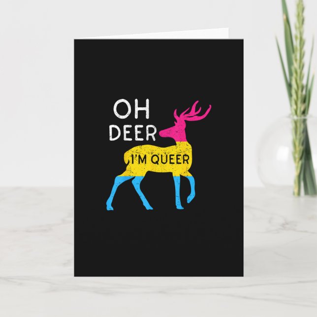 Oh Deer Queer Colorful Pride Flag Celebration Kort (Framsida)