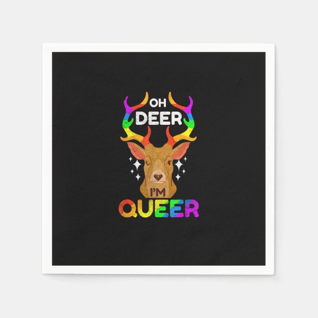 Oh Deer Queer Funny LGBTQ Pride Awareness  Pappersservett (Framsidan)