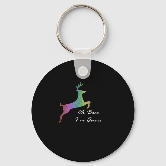 Oh Deer Queer Funny Pun LGBT Pride CelebraKeychain Nyckelring (Framsida)