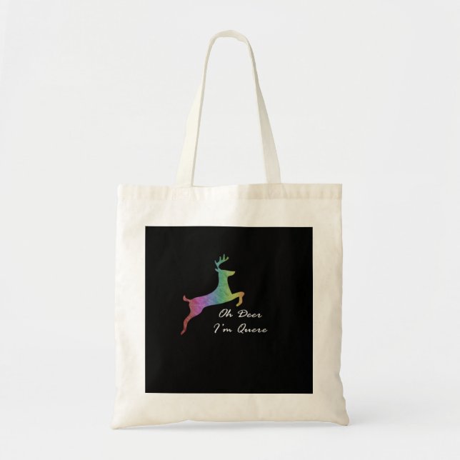 Oh Deer Queer Funny Pun LGBT Pride CelebraTote Bag Tygkasse (Framsidan)