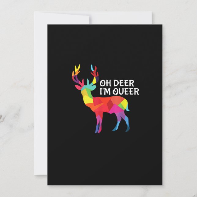 Oh Deer Queer Funny Pun LGBT Pride Design Julkort (Framsida)
