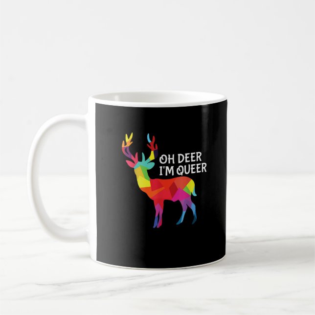 Oh Deer Queer Funny Pun LGBT Pride Design Kaffemugg (Vänster)