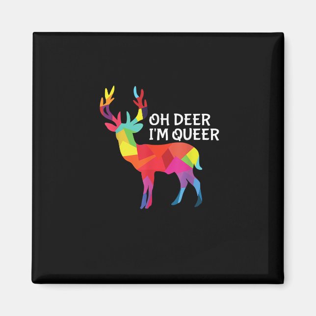 Oh Deer Queer Funny Pun LGBT Pride Design Magnet (Framsidan)