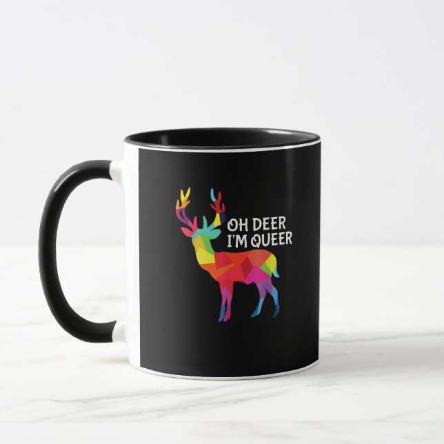 Oh Deer Queer Funny Pun LGBT Pride Design Mugg (Vänster)