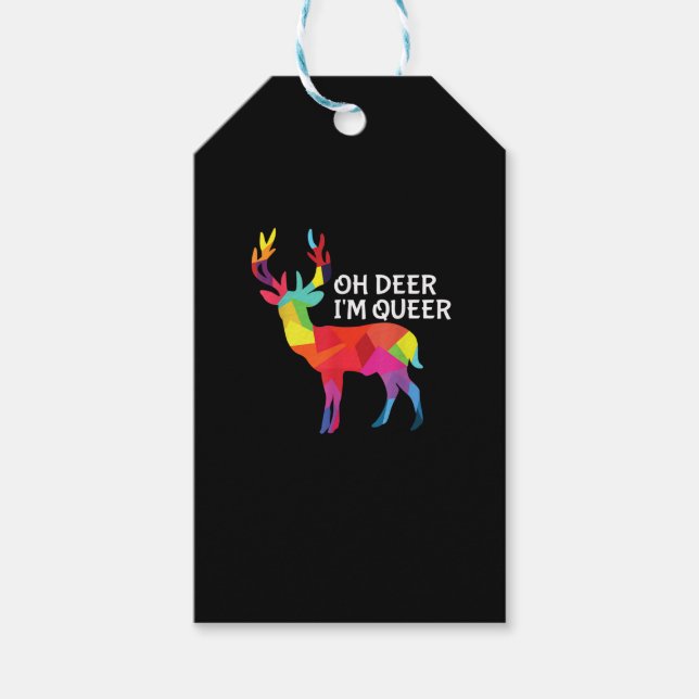 Oh Deer Queer Funny Pun LGBT Pride Design Presentetikett (Framsidan)