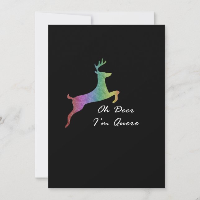 Oh Deer Queer Funny Pun LGBT PridFlat Holiday Card Julkort (Framsida)
