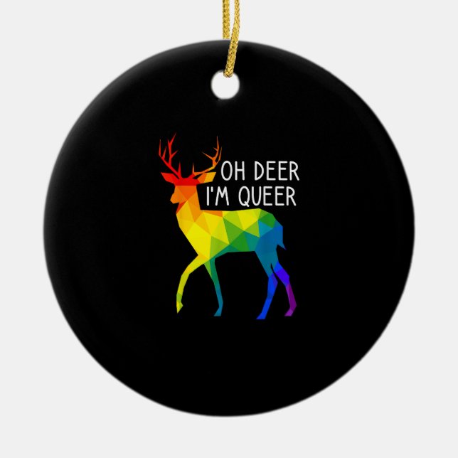 Oh Deer Queer LGBTQ Pride Celebration Month Julgransprydnad Keramik (Framsidan)