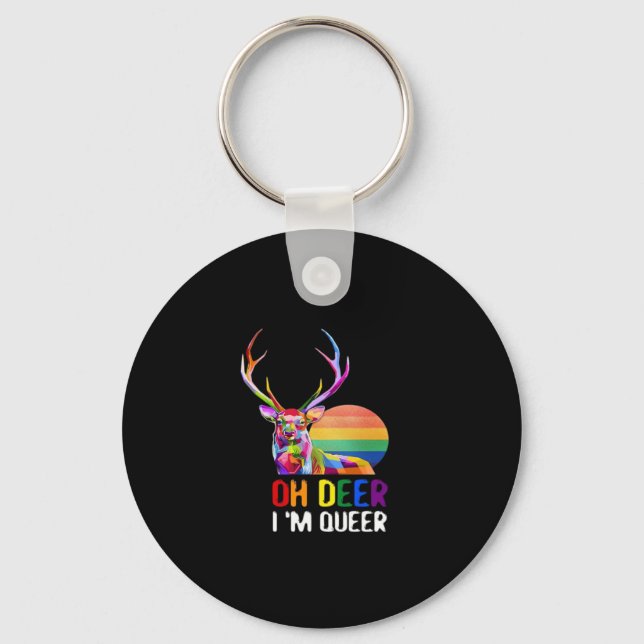 Oh Deer Queer Minimal Modern Style Keychain Nyckelring (Framsida)