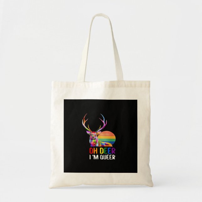 Oh Deer Queer Minimal Modern Style Tote Bag Tygkasse (Framsidan)