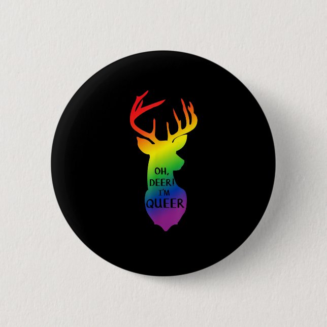 Oh Deer Queer Pride Celebration Funny LGBT Gift  Knapp (Framsida)