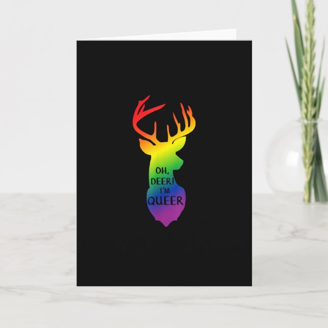 Oh Deer Queer Pride Celebration Funny LGBT Gift Kort (Framsida)