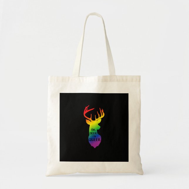 Oh Deer Queer Pride Celebration Funny LGBT Gift Tygkasse (Framsidan)