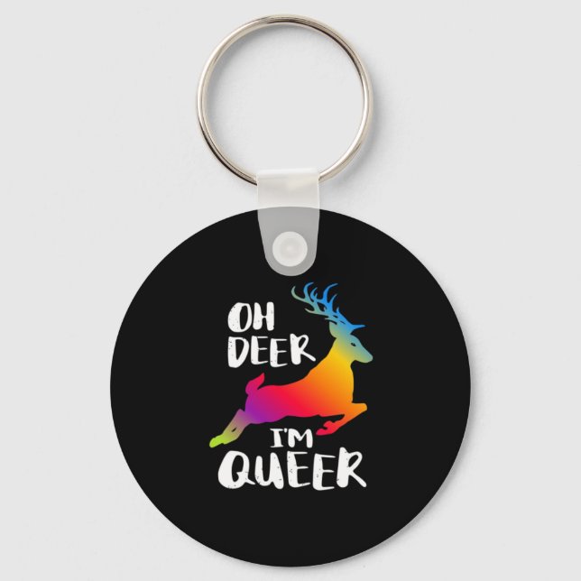 Oh Deer Queer Pride Minimal Artistic StyleKeychain Nyckelring (Framsida)