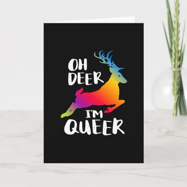 Oh Deer Queer Pride Minimal Vikbar Julkort Kort (Framsida)