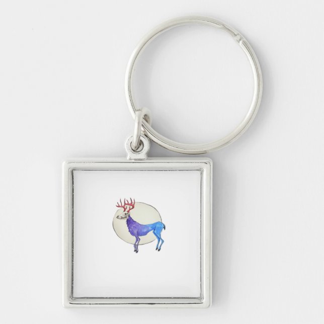 Oh Deer ren grafikstil  Fyrkantig Silverfärgad Nyckelring (Framsidan)
